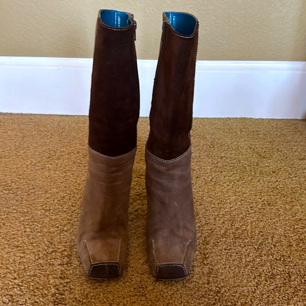 Via Spiga Patchwork Boots, Brown, 8.5 - image 1